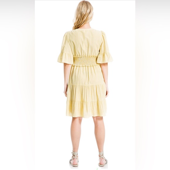 Max Studio Women’s Yarn Dye 3/4-Sleeve Mini Dress, Yellow size Small (like new) - Picture 14 of 16